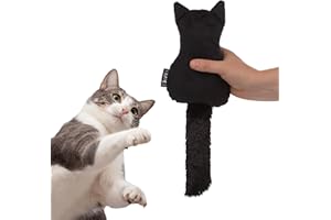 FAVPET Juguete de Peluche para Gatos con Campana, Cojín Abrazable para Gatos, Juguetes de Peluche para Gatos, Juguete para Gatos, Juguete para Gatitos (Negro)