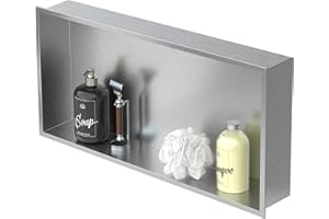 LuxeBath Nicchia a Parete in Acciaio Inossidabile 60x30x10 cm Argento Nicchia per Doccia con Telaio Ripiano Incorporato Nicchia Piastrellabile per Bagno Ripiano per Doccia Supporto di Stoccaggio