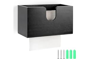 EFUTURETIME Distributeur Essuie Main Mural en Bambou, 27.5x15x13cm, Distributeur à Serviette en Papier pour Pliées en V/C/Z, Cuisine, Salle De Bain, Noir