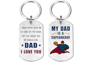EE&YU Dad Daddy Father's Day Gifts from Daughter Son - Best Hero Dad Fathers Day Keyringfor Men, I Love and Thank You Daddy Keychain