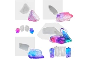 Musykrafties Growing Crystal Quartz Rock Cluster Geode Druzy Gem Silicone Mould Trays 6-Count for Resin Epoxy, Soap, Candle, Isomalt Assorted Size (Smaller)