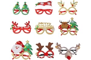 Coicok 9 Stück Weihnachts Partybrillen Kreative Weihnachten Brillen Lustige Weihnacht Partybrille für Party Deko Weihnachtsfeier Weihnachten Gastgeschenke, für Kinder, Jugendliche, und Erwachsene