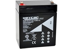 HEYCAR - Batería de Plomo AGM para aplicaciones estacionarias. 12V / 4Ah. Capacidad de descarga 60 A 1,35 Kg. 90 x 70 x 101 mm