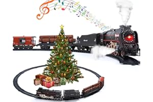 HOLYFUN Train Toy Zug Set mit Rauch, Ton und Licht, Kleinkind Zug Spielzeug, Geburtstagsgeschenk für Kinder Jungen und Mädchen