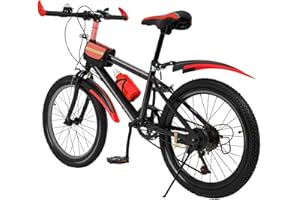 Charocean Mountainbike 20 Zoll Kinderfahrrad Kinder Fahrrad für Jungen & Mädchen, 7 Gang Mountainbike mit Schutzblech, Wasserflasche, Kompassglocke, Tragfähigkeit 85KG, Von 8-13 Jahren