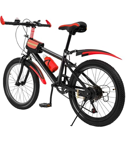 Vélo Enfant 20 Pouces Garçons Et Filles - 7 Vitesses, Garde-Boue, Bouteille D'Eau, Cloche Boussole - Taille 1,3m à 1,5m
