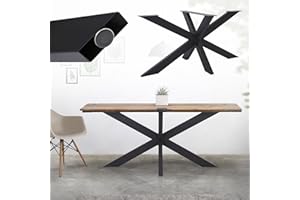 ML DESIGN MODERN LIVING ML-Design Pied de Table Spider 78x71x120 cm, Structure en Croix, Noir, en Métal, Revêtement en Poudre, 150 kg, Design X Style Industriel, Protection du Sol Inclus, Construction Robuste