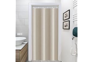 YISURE Zasłona prysznicowa 100 x 200 cm, beżowa, lniana, ciężka, wąska, tekstylna, wodoszczelna, nadaje się do prania w pralce, szerokość 100 x wysokość 200 cm