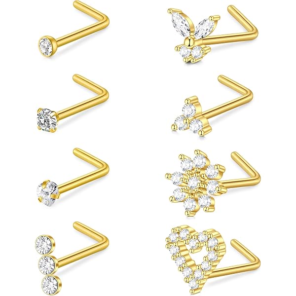 Lot 8 Piercings Nez Vis Acier Inox 18G – Tops 1.5/2/2.5/3 Mm Argent – Bijoux Hypoallergéniques & Durables
