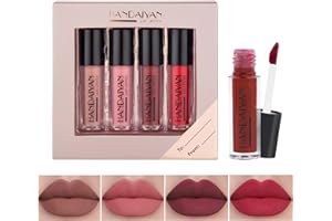 Zhiaek 4 Piezas Labiales Mate Larga Duracion Pintalabios Permanente Pinta Labios Larga Duracion Liquido Hidratante Impermeable Regalo San Valentín Cumpleaños para Mujeres Novia Niña (4 Colores)
