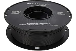 PLA Mate, TINMORRY PLA Filamento 1.75mm, Materiales de Impresión 3D Filamento 1 kg Spool, Matte Negro
