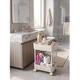 2 Katlı Tekerlekli Organizer Sepet, 28x17 cm, Beyaz/Antrasit Gri, Banyo ve Mutfak Organizeri(Beyaz)