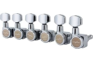 Guyker Tunery blokujące do gitary (6 prawo Handed) - 1:18 Lock Stringi Sealed Tuning Key Pegs Machine Heads Zestaw realizacji dla elektryków, folków lub instrumentów akustycznych - Chrome PRO