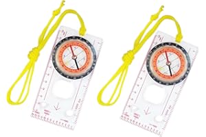 ZISHAN 2 PCS Compasses, Compass Waterproof, Orienteering Compass with Neck Rope Used for Explorer Hiking Map Reading/Hiking/Outdoor Activities(Red)