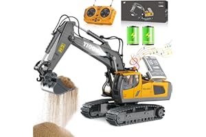 KIYTARBOO Koparka zdalnie sterowana RC pojazd budowlany ok. 40 cm, koparka piaskowa z dźwiękiem i światłem, obrót o 680°, zabawka dla dzieci, wózek budowlany, zabawka edukacyjna od 3 lat