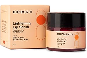 Cureskin Lightening Lip Scrub for Men and Women | Exfoliate & Brighten with Walnut Shell Powder, Beetroot & Squalane | Lip Scrub for Dark Lips to Lighten Pink