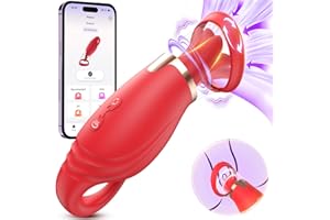 Tauara Vibradorador Mujer Clítoris, 3 en 1 Dildo Vibrador Juguetes Sexuales 5 Lamedura 5 Vibración 3 Succión, 360°Rotación Succionador de Clítoris Juguetes Eróticos para Pareja Sexuales para Adultos