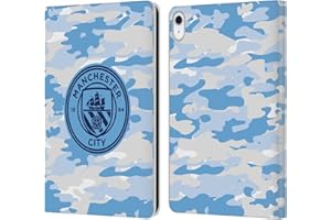 Head Case Designs Officially Licensed Manchester City Man City FC Light Blue Moon Mono Badge Camou Leather Wallet Case Compatible With Apple iPad 10.9 2022/2025