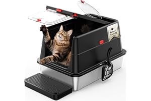 BEST JAJA Stainless Steel Cat Litter Box for Multi-Cat Households, Large & Elderly Cats – Odor Control, Spacious, Durable, Easy to Clean, Ideal for Kittens, Fashionable Christmas Decorations for Cats
