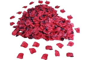 FODLON 4000 pétalos de Rosa para Bodas, pétalos de Rosa, Seda, pétalos de Flores Artificiales, decoración de pétalos de Flor Confeti para San Valentín, callejón de Boda, Cama, Fiesta, Mesa (Rojo Oscuro)