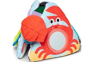 Melissa & Doug, Tummy Time Ocean Triangel Babyleksak, Mjuk Sensorisk Leksak med Texturer, Spegel, Golvleksak Från födseln till 6 Månader