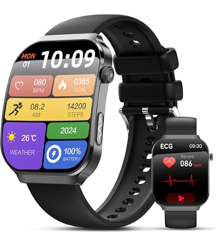 2026 Smartwatch – 1,96″ HD Touchscreen – Met ECG, HRV En BMI – Bluetooth Oproepen – 24/7 Hartslag, SpO2 En Slaap – SOS-functie – IP68 – Voor Android En IOS