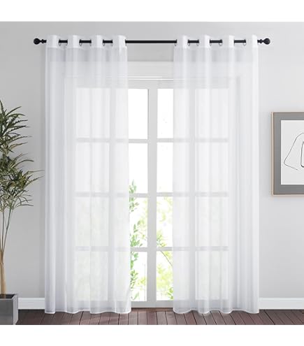 VOILYBIRD Gordijnen, natuurlijke linnenstructuur, met oogjes, linnen gordijnen voor de woonkamer beige, 260 x 140 cm (h x b), 2 stuks