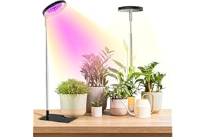 YUYMIKA Grow Lights for Indoor Plants Full Spectrum, 48 LEDs Plant Grow Light with Detachable Base, 3 Optional Spectrums, Height Adjustable, 3/9/12Hrs, 10 Brightness (Black-2 Pack)