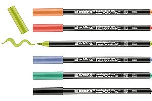 ‎EDDING edding 4200 Porzellanpinselstift - mehrfarbig - 6 Stifte - Pinselspitze 1-4mm - Filzstift zum Beschriften, Dekorieren von Keramik Porzellan - spülmaschinenfest lichtechte Tinte, schnell trocknend