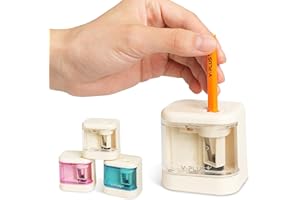 YPLUS Electric Pencil Sharpener for Kids, Automatic Pencil Sharpener with Container, Cute Sharpeners for Back to School Supplies - White (No Batteries Included)