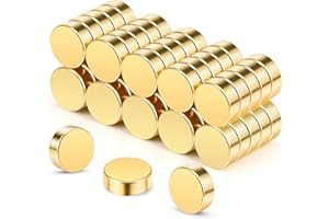Wukong 8x3mm Aimant Néodyme Doré, Paquet de 50 Pièces Aimants Puissants pour Réfrigérateur, Tableau Blanc, Ecole, Bureau, Petits Aimants Ronds pour Bricolage Photos, Notes