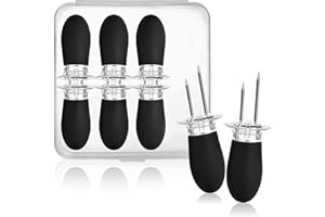 COM-FOUR® 8x fourchette à maïs avec 2 dents en acier inoxydable, antirouille - brochettes de maïs réutilisables - aide à éplucher les pommes de terre en robe (08 pièces - noir)