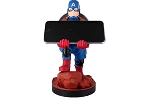 Exquisite Gaming: Marvel Captain America - Original Mobile Phone & Gaming Controller Holder, Device Stand, Cable Guys, Licensed Figure