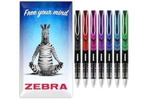 ZEBRA PEN Zebra Fuente Pen - Disposable Fountain Pens - Pack of 7 - Black, Red, Pink, Violet, Blue, Light Blue & Green - In Zebra Envelope Gift Packaging