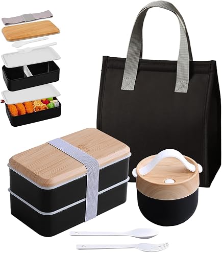 Boîte Bento Isotherme 2 Couches 1600 Ml - Avec Sac Isolant, étanche, Micro-ondable - Pour Bureau, école