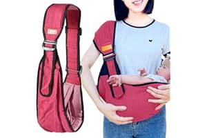 Kleinkind Trage Seitlich,Ergonomisch Toddler Carrier,Kindertrage Carrier Ab 0.5 Jahre 3 Jahre,Verstellbare Baby Trage Für Neugeborene Bis 3-36 Monaten,Kleinkinder bis 20KG (red, general)
