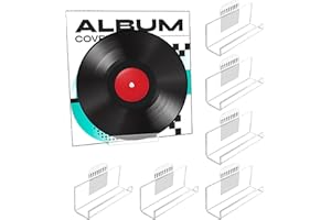 Dmnnlp 6 Pack Acrylic Vinyl Record Shelves, Clear Wall Mount Display Rack with Adhesive for Lp Cd Storage,Stick on Shelves Set for Cd Display In Home Office (10cm | 4 Inch)