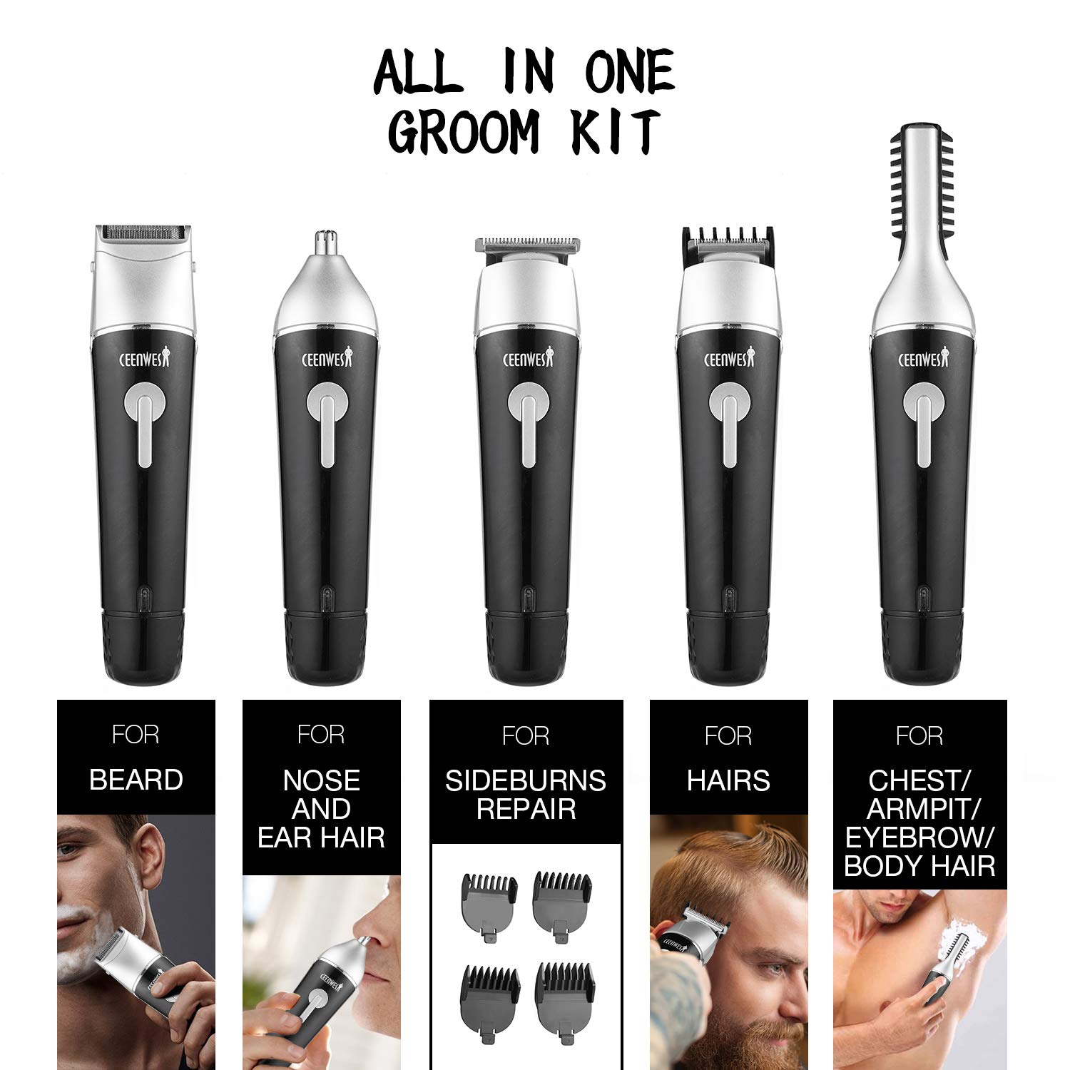 Ceenwes Update 5 In 1 Waterproof Man S Grooming Kit Hair Cws 012
