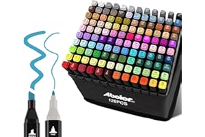 ‎ABEIER ABEIER 120 Farben Alkohol Marker, Permanenter Marker Set Twin Tip für Künstler, Erwachsene, Alcohol Marker Stifte für Manga, Design, Malerei, Zeichnen