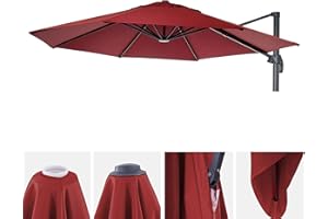Mendler Toile de Parasol HWC-A96, 8 Baleines Ø4m 220g/m² Polyester HWC-A96 Bordeaux
