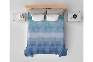 HomeLife Copriletto Singolo Estivo Cotone Piquet, 100% Made In Italy - Fresca Coperta Letto Singolo Estiva, Leggera e Traspirante per l'Estate con Allegra Fantasia Arcobaleno Blu, 170x280