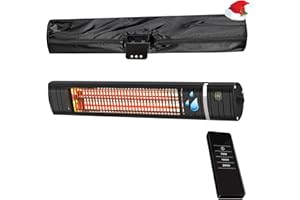 Heizstrahler Terrasse, Infrarotstrahler 2000W, Wärmestrahler Terrasse Elektrisch mit 3 Heizstufen, Wandmontage, IP65 Wasserdicht, Infrarot Terrassenheizer für Garten Terrasse & Balkon, Schwarz