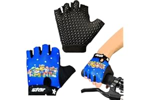 CUREVER Children's Fingerless Cycling Gloves, Hiking Cycling Gloves, Bike Gel BMX Gloves for Boys, Scooter Cycling Gloves, Kids Cycling Gloves for Summer, Leisure, Boys and Girls Age 5-10 Years (Blue)