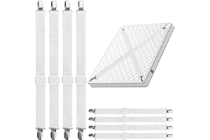 NVIYAM 8 Stück Bettlakenspanner Verstellbar, 30-130CM Elastische Betttuchspanner, Lakenspanner mit Metallclips, Bettlaken Spanngurte, Matratzenspanner für Bettlaken, Matratze, Sofa, Bügelbrett