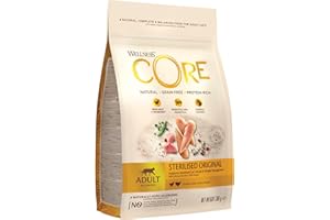 Wellness CORE Sterilised Original, 300 g, Kurczak i Indyk, sucha karma dla kotów sterylizowanych/niewychodzących, bezzbożowa, wysoka zawartość mięsa, bogata w białko, wspiera zdrowe utrzymanie wagi