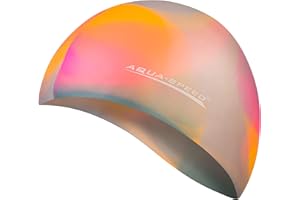 ‎AQUA SPEED Aqua Speed Badekappe + Mikrofaser Handtuch + inkl. E-Book | Bademütze für Erwachsene Kinder | Badehaube | Schwimmhaube | Schwimmkappe | Silikon | BUNT
