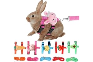 Zuxbolf 5 Stück Kaninchen Leine 140cm Verstellbare Kaninchengeschirr Katzengeschirr Hasengeschirr Hasenleine Kaninchen Geschirr mit Leine für Katzen, Kleine Hunde und Andere Kleine Haustiere