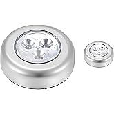 MeeTo Wireless LED Puck Light, Stick-Anywhere Closet Portable Tap Push Button Stair-Wall Lights for Cabinet, Hallway, Bathroo