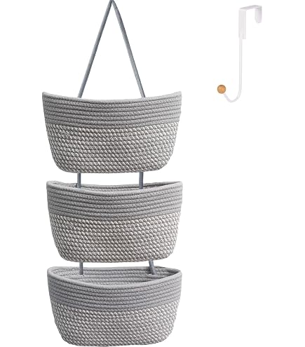 Sac De Rangement Suspendu Mural 2 Pièces - Organisateur Tissu Lin Avec Crochets Pour Chambre, Salle De Bain, Cuisine