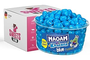 SWEETS´N FOOD SWEETS'N FOOD Maoam Kracher - knackig, fruchtige Kaubonbons mit Brausefüllung - Fruchtkracher - Blau - Red Berries - Dose 1200 Gramm (Blau)